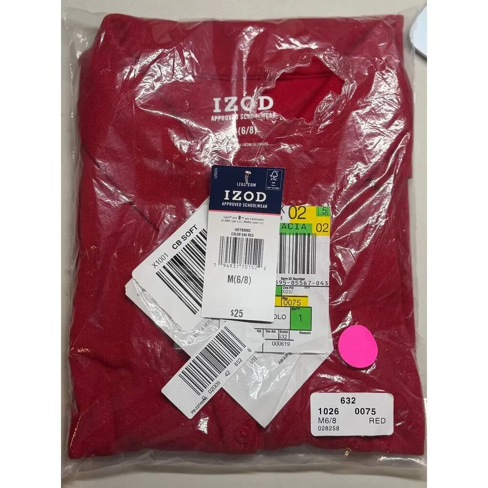 NEW! Izod M 6/8 Short Sleeve Stretch Pique Uniform Polo Shirt Red